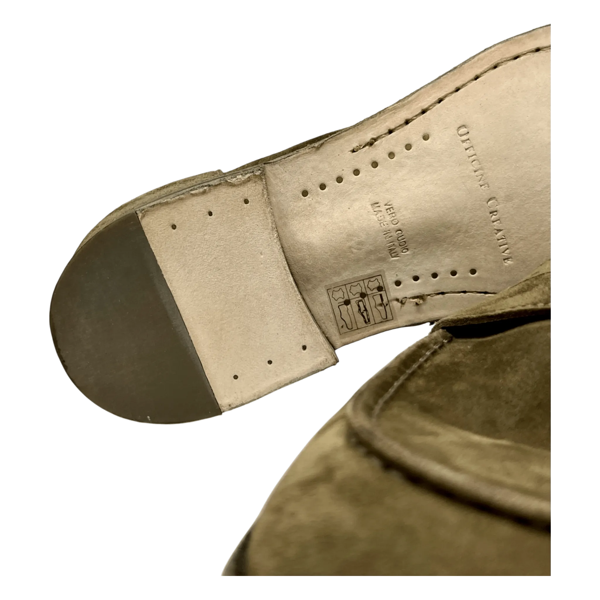 Officine Creative, Velour Loafer, Ledersohle, olivbeige