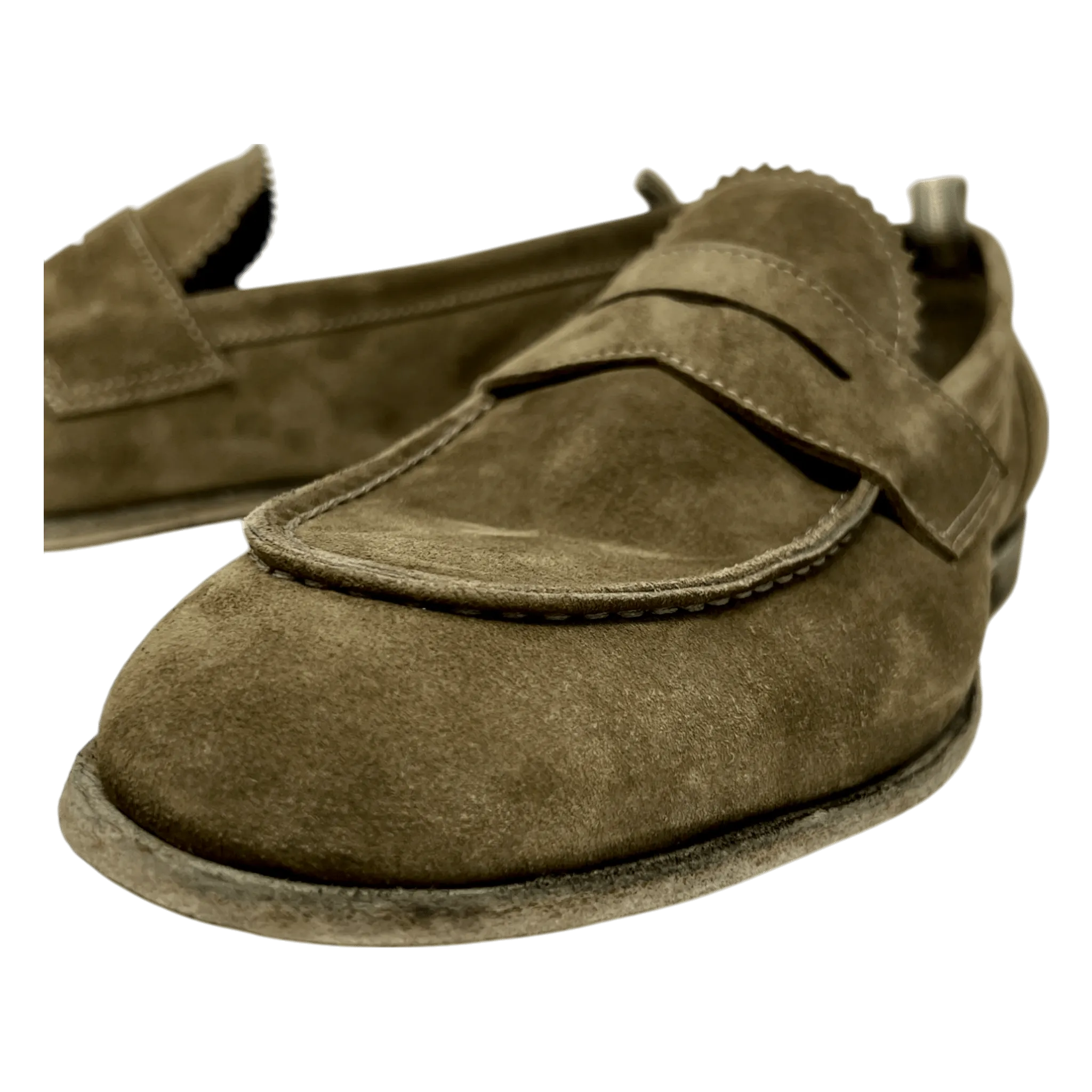 Officine Creative, Velour Loafer, Ledersohle, olivbeige