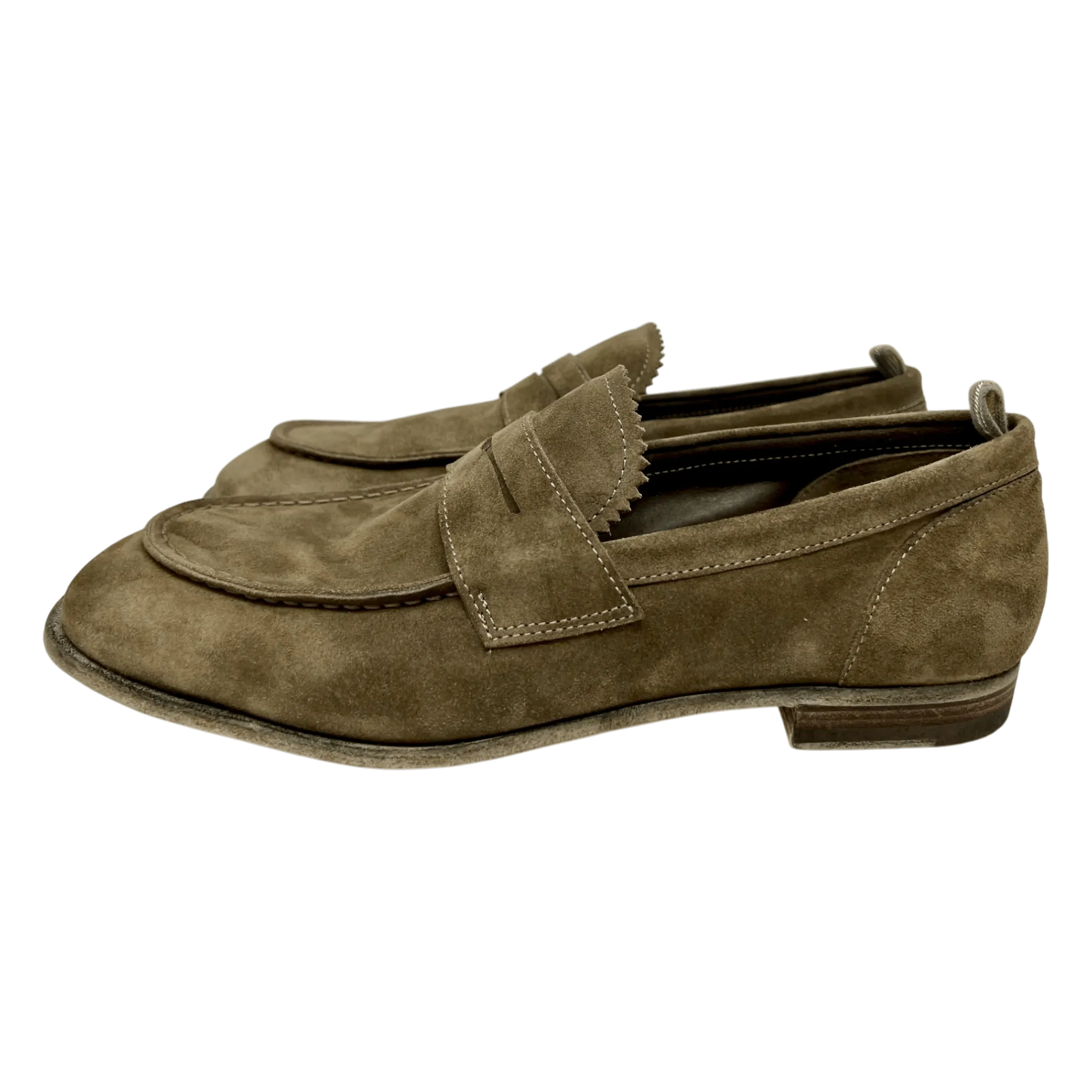 Officine Creative, Velour Loafer, Ledersohle, olivbeige