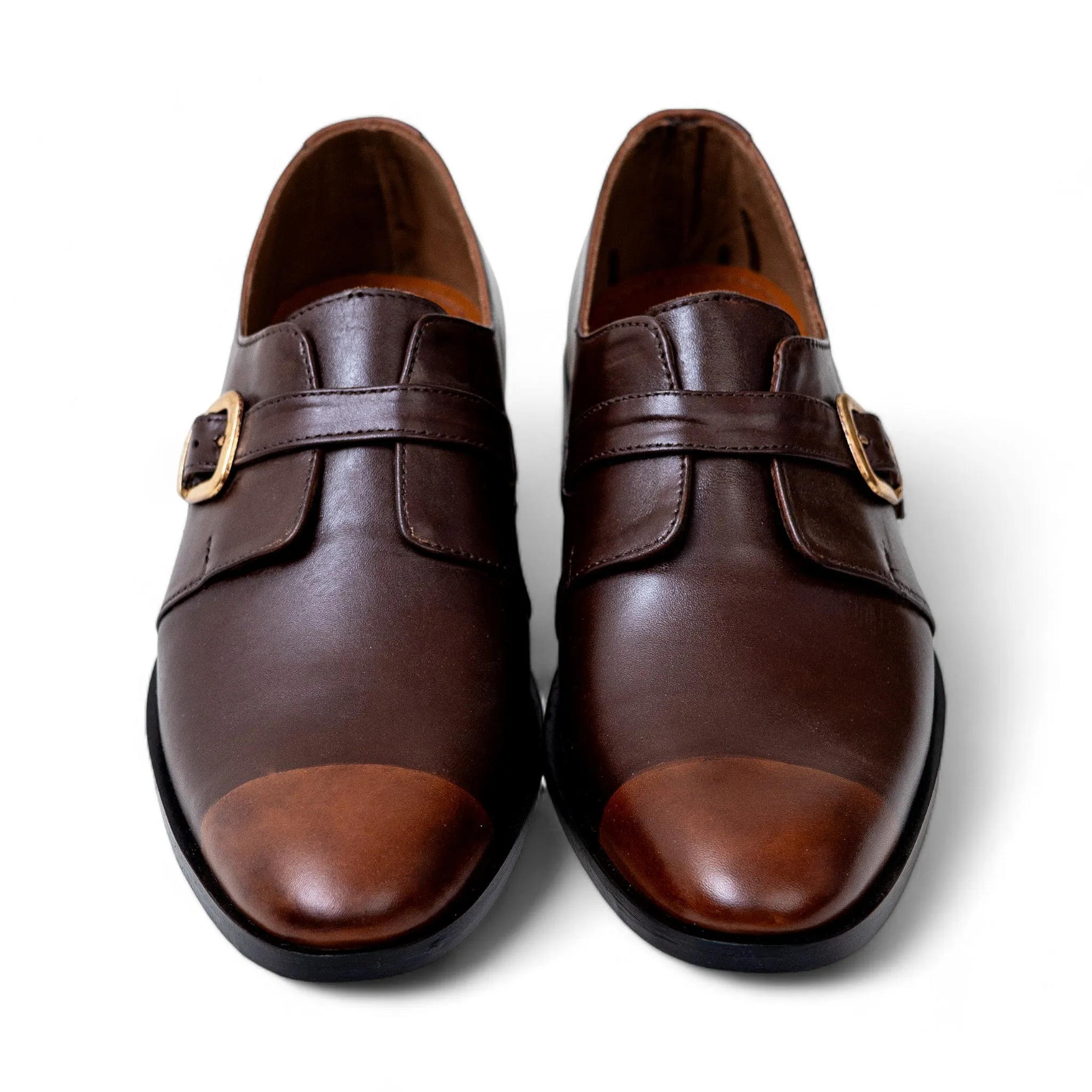 OK-4008 Single Monk Dual Tone Leather Shoe