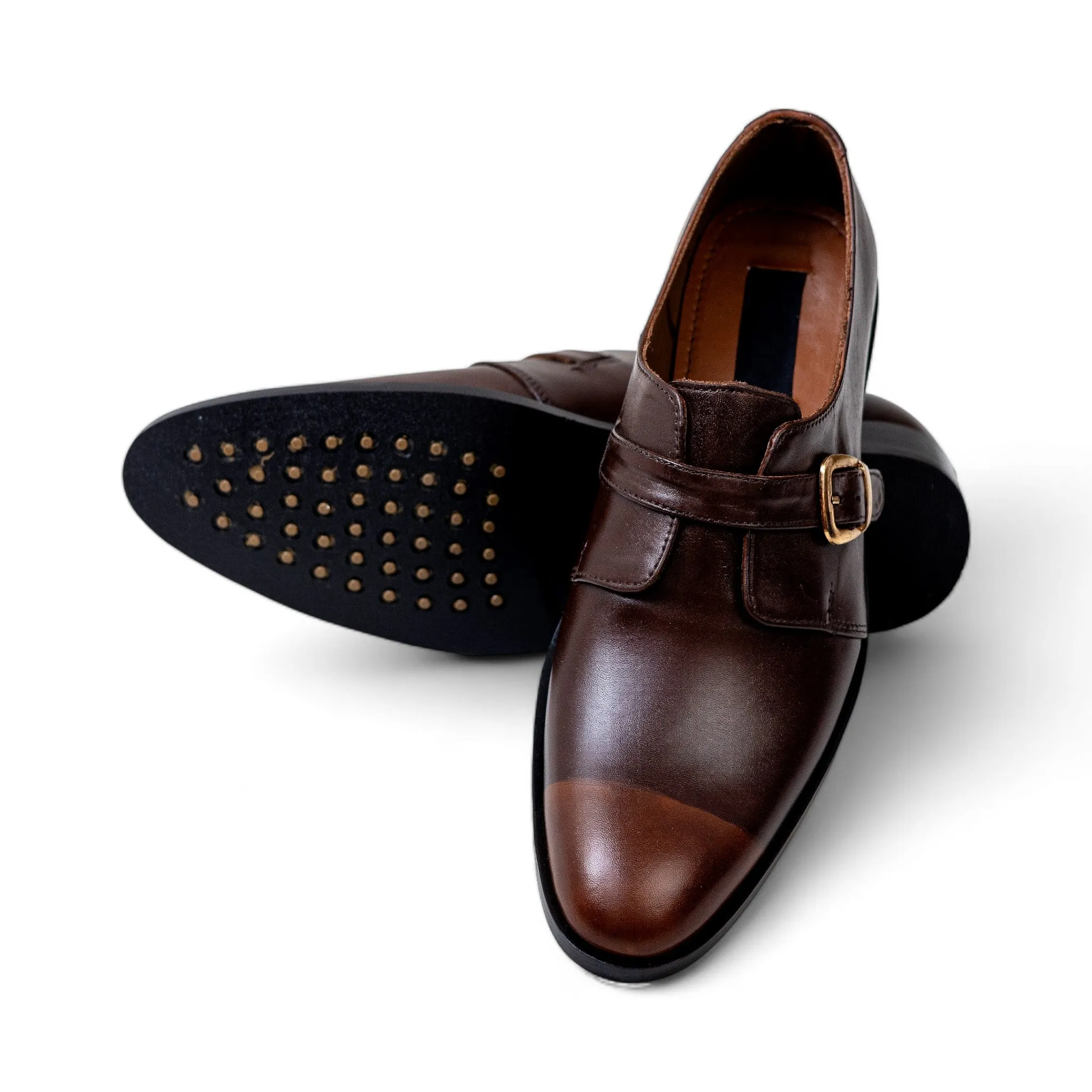 OK-4008 Single Monk Dual Tone Leather Shoe