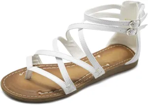 Ollio Women's Shoe Gladiator Strap Flat Zori Sandal