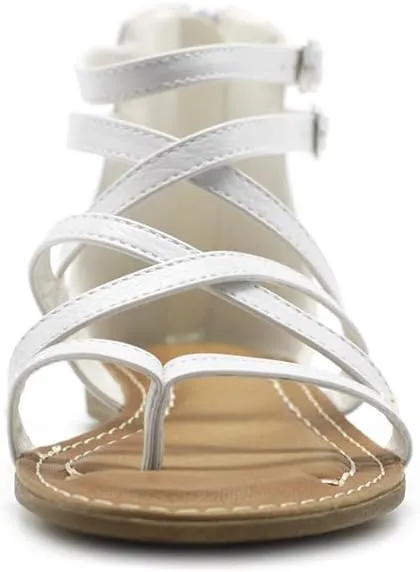 Ollio Women's Shoe Gladiator Strap Flat Zori Sandal