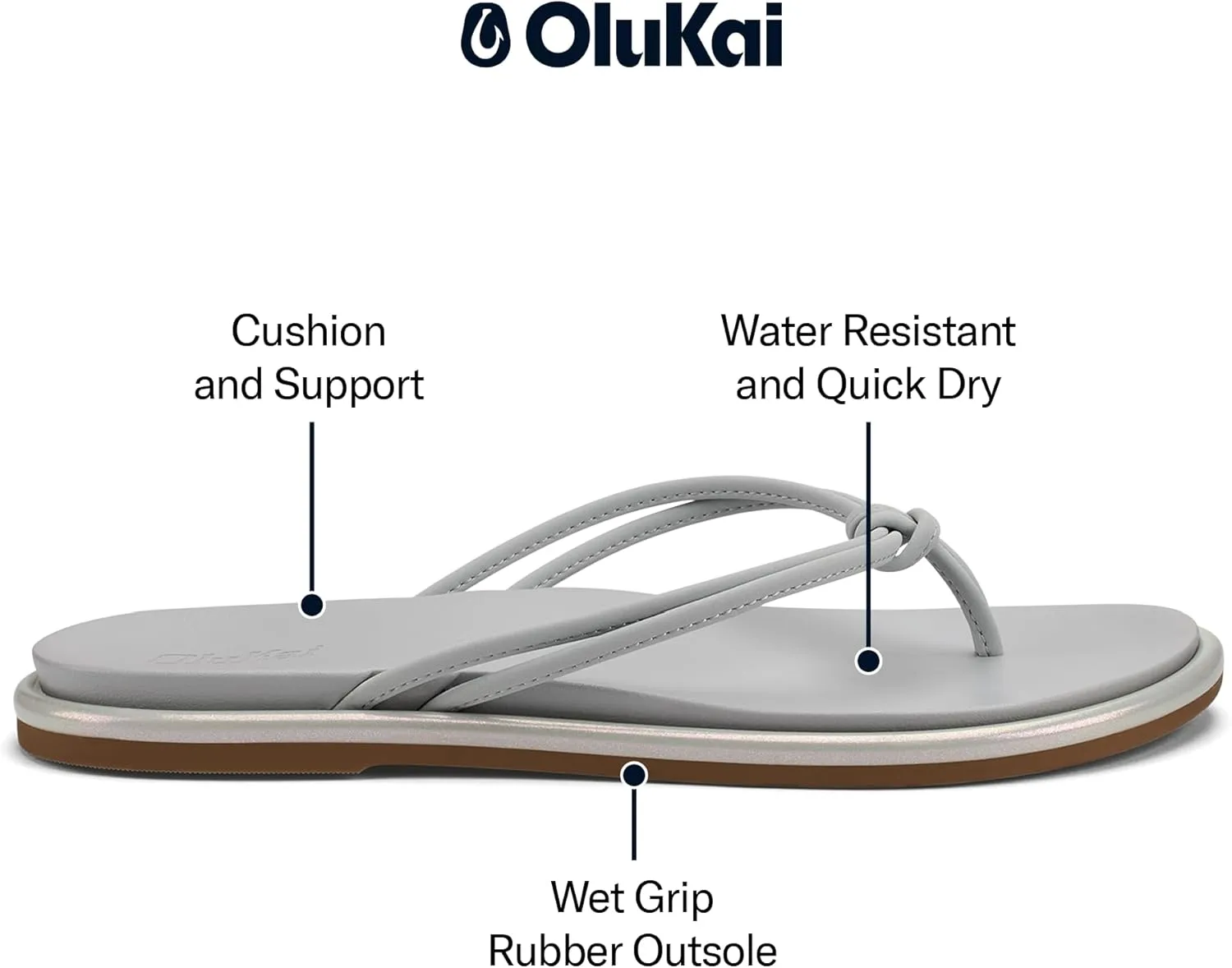 OLUKAI Aka Women's Beach Sandals, Water-Friendly Flip-Flop Slides, All-Day Comfort & Support, Stylish & Vibrant Colors