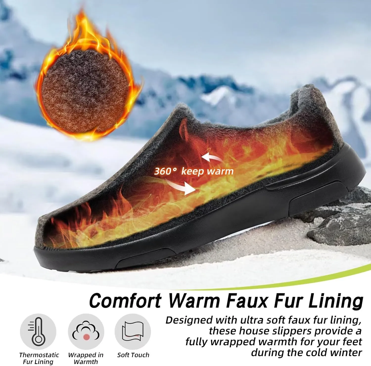 OrthoComfoot Men's Orthopedic Slippers Walking Shoes with Arch Support: Slip On Loafers for Plantar Fasciitis, Casual Flat Feet Hook and Loop Mule Clogs for Foot and Heel Pain Relief