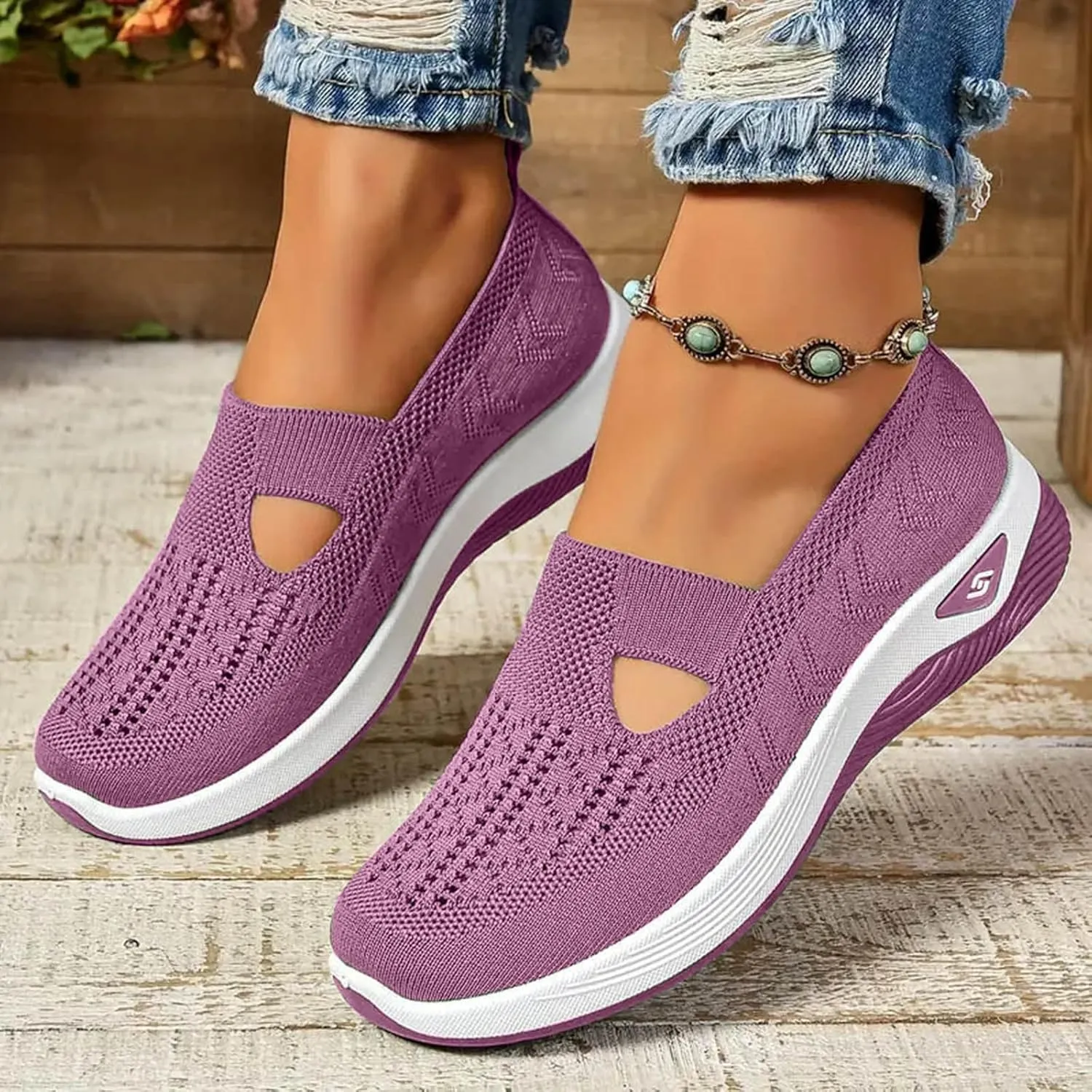 Orthopedic Shoes for Women Slip on Sneakers Shoes Woven Arch Support Breathable Soft Sole Diabetic Walking Shoes Comfort Non Slip Work Sneakers