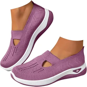 Orthopedic Shoes for Women Slip on Sneakers Shoes Woven Arch Support Breathable Soft Sole Diabetic Walking Shoes Comfort Non Slip Work Sneakers