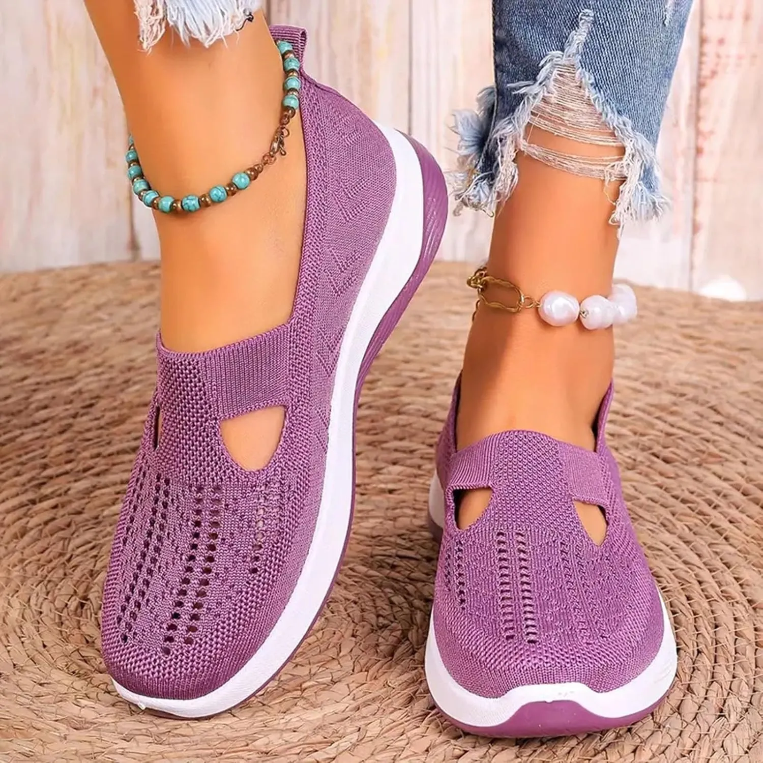 Orthopedic Shoes for Women Slip on Sneakers Shoes Woven Arch Support Breathable Soft Sole Diabetic Walking Shoes Comfort Non Slip Work Sneakers