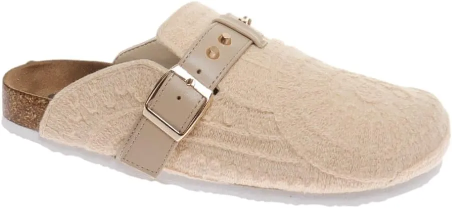 OUTWOODS Women Closed Toe Mules Slip-On Buckle Clog with Cork Footbed Slide Shoes