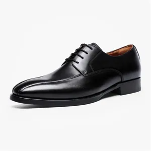 Oxford Dress Shoes for Men Lace Up Bike Toe Derby Shoes Vegan Leather Rubber Sole Block Heel Low Top Classic Suitable for Many Occasions.