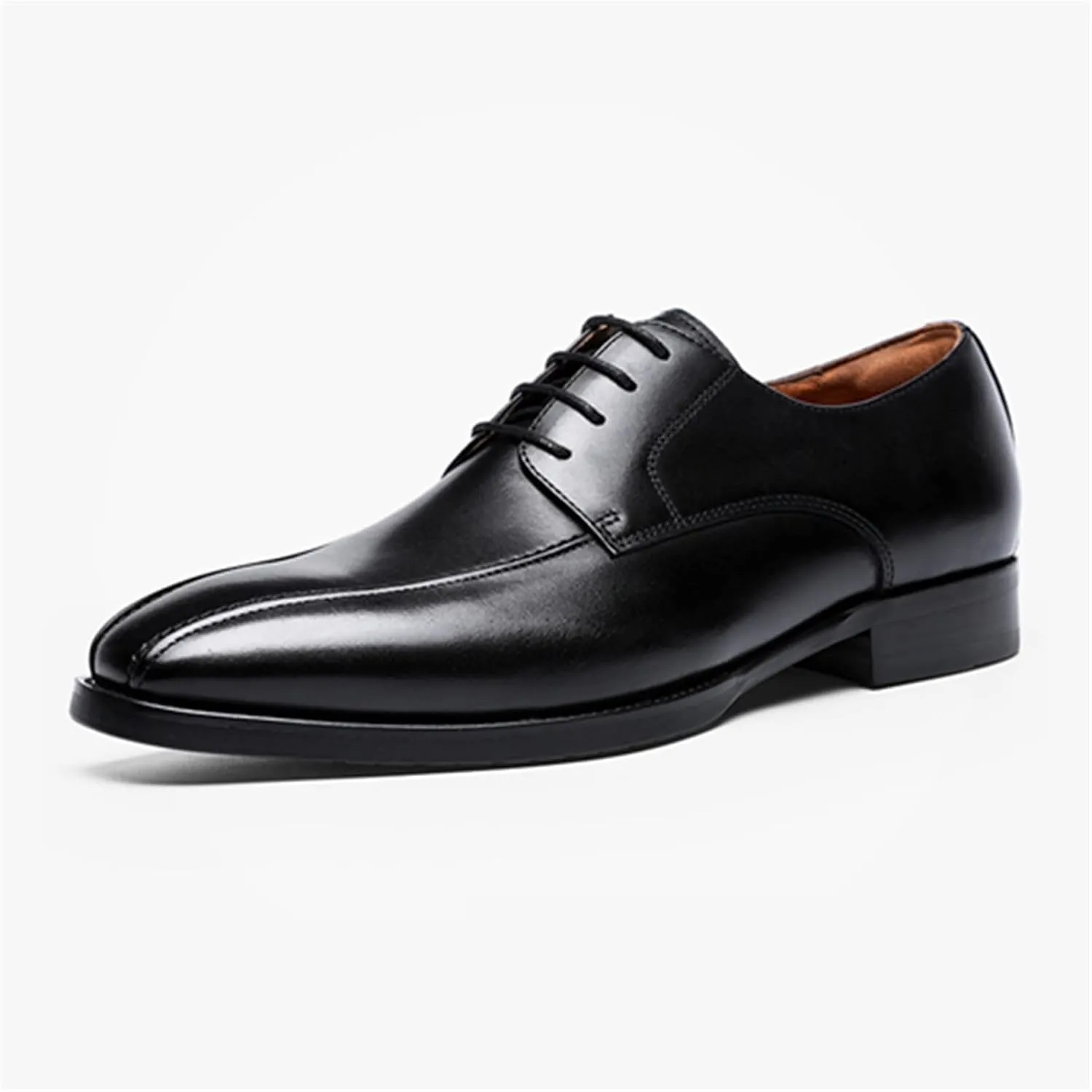 Oxford Dress Shoes for Men Lace Up Bike Toe Derby Shoes Vegan Leather Rubber Sole Block Heel Low Top Classic Suitable for Many Occasions.