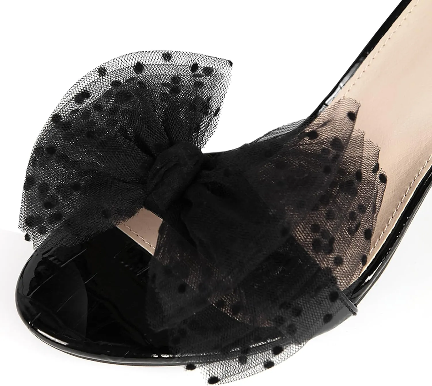 Perphy Ankle Strap Stone Printed Chunky Heel Bow Sandals for Women