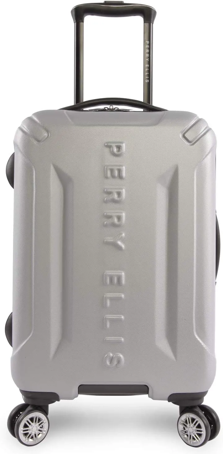 Perry Ellis Delancey II Hardside Carry-on Spinner Luggage, Silver