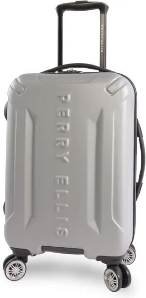 Perry Ellis Delancey II Hardside Carry-on Spinner Luggage, Silver