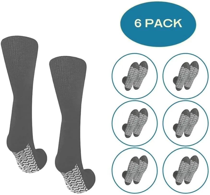 Personal Touch Diabetic Socks Non Skid Hospital Loose Fitting Slipper Socks With Gripper Bottoms 6 Pack Savings Gripper socks