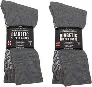 Personal Touch Diabetic Socks Non Skid Hospital Loose Fitting Slipper Socks With Gripper Bottoms 6 Pack Savings Gripper socks