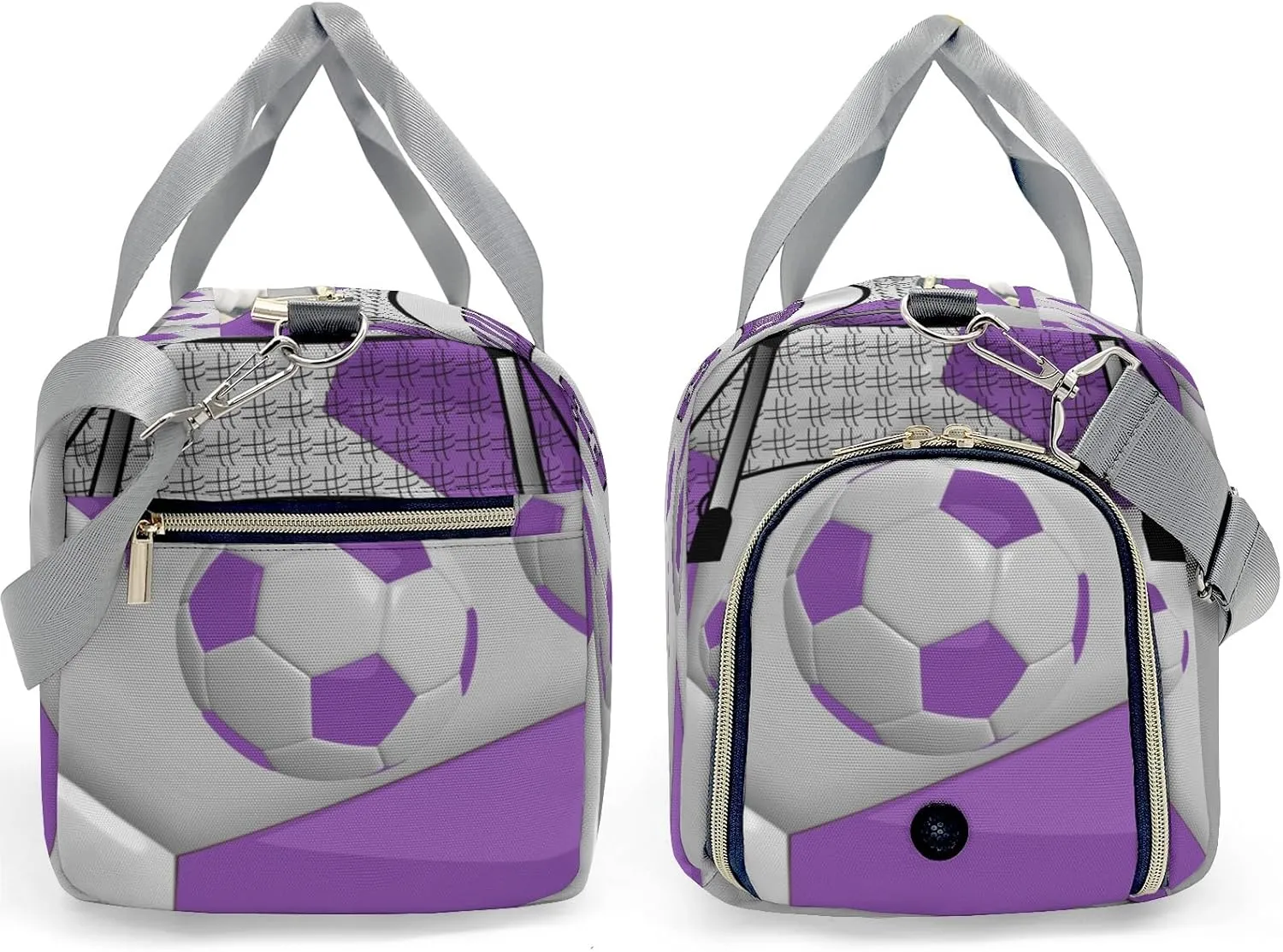 Personalized Ball Athlete Soccer Number Purple Duffel Bag,Customized Sport Player Travel Bag for Gifts