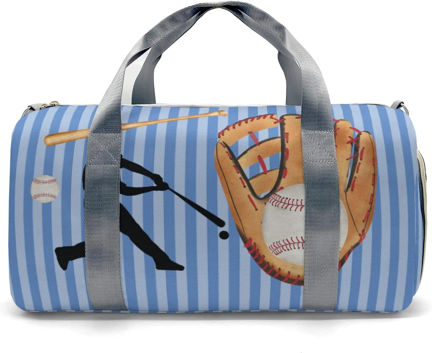 Personalized Baseball Player Stripes Duffel Bag,Customized Sport Player Travel Bag for Gifts