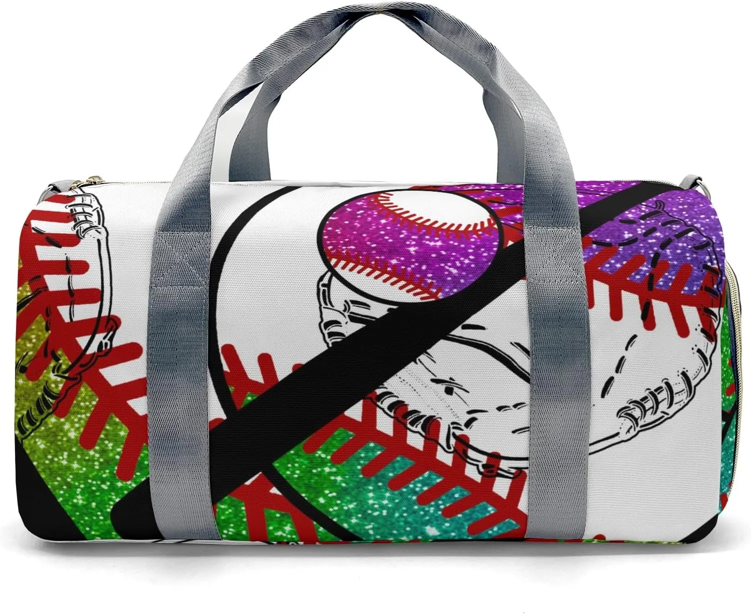 Personalized Baseball Team Player Rainbow Duffel Bag,Customized Sport Player Travel Bag for Gifts
