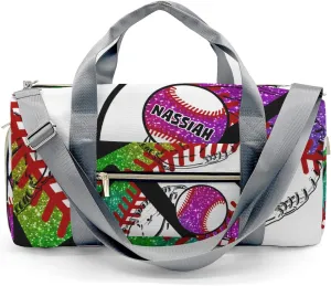 Personalized Baseball Team Player Rainbow Duffel Bag,Customized Sport Player Travel Bag for Gifts