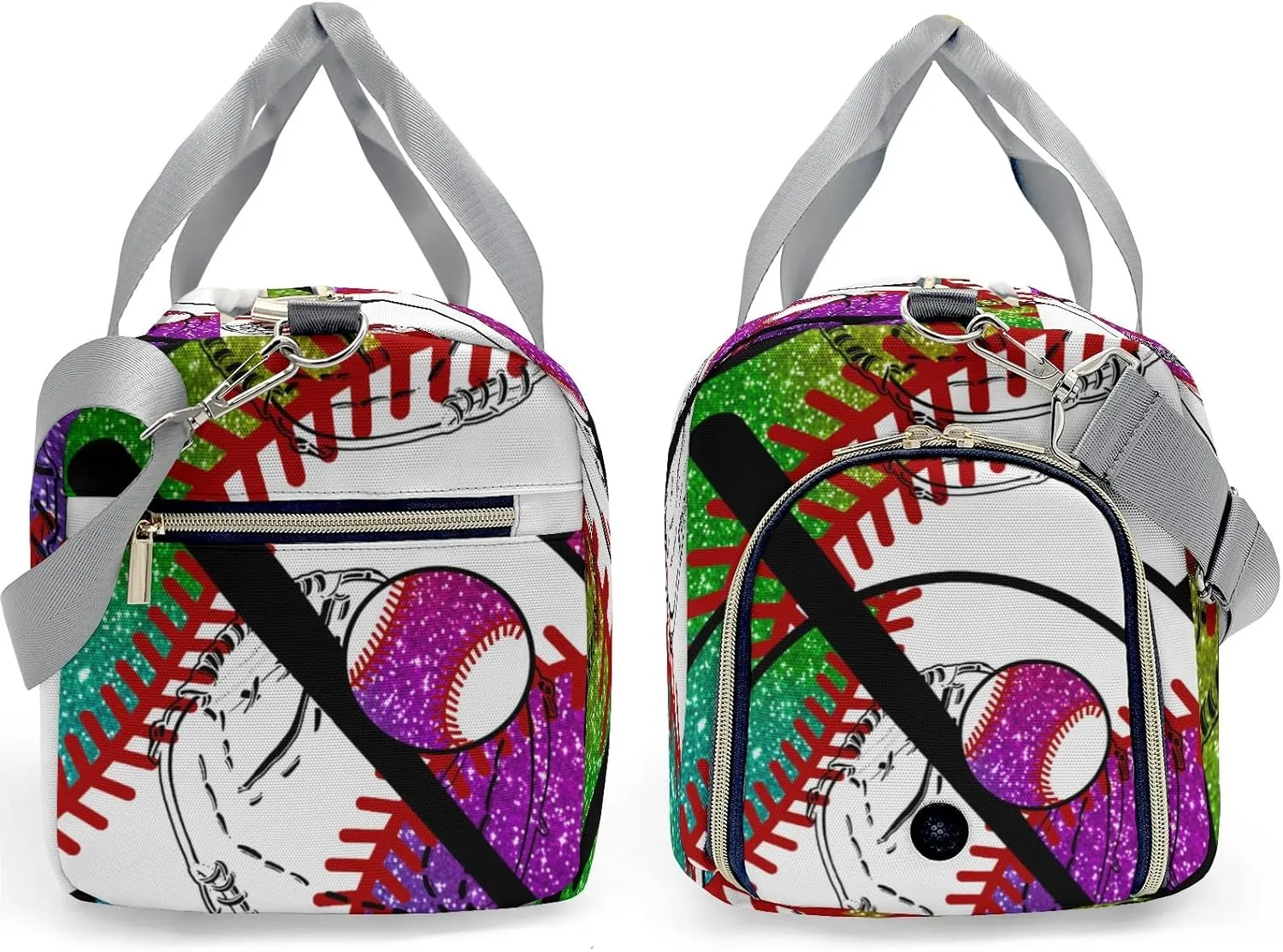 Personalized Baseball Team Player Rainbow Duffel Bag,Customized Sport Player Travel Bag for Gifts