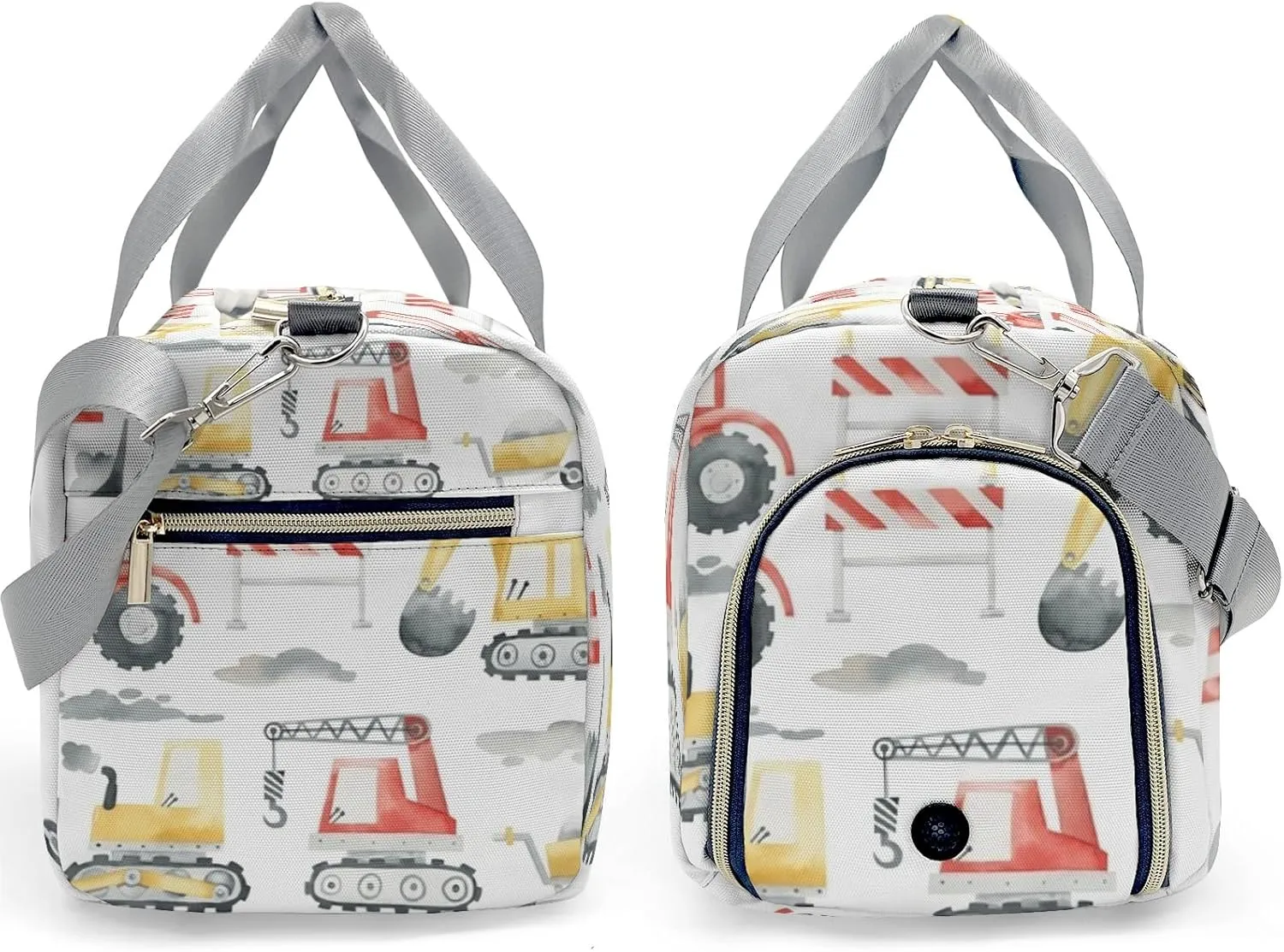 Personalized Cranes Bulldozers Excavators Truck Duffel Bag,Customized Sport Player Travel Bag for Gifts