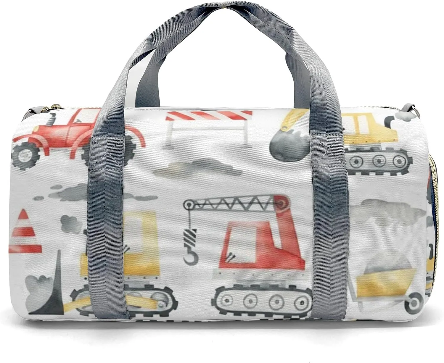 Personalized Cranes Bulldozers Excavators Truck Duffel Bag,Customized Sport Player Travel Bag for Gifts