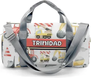 Personalized Cranes Bulldozers Excavators Truck Duffel Bag,Customized Sport Player Travel Bag for Gifts