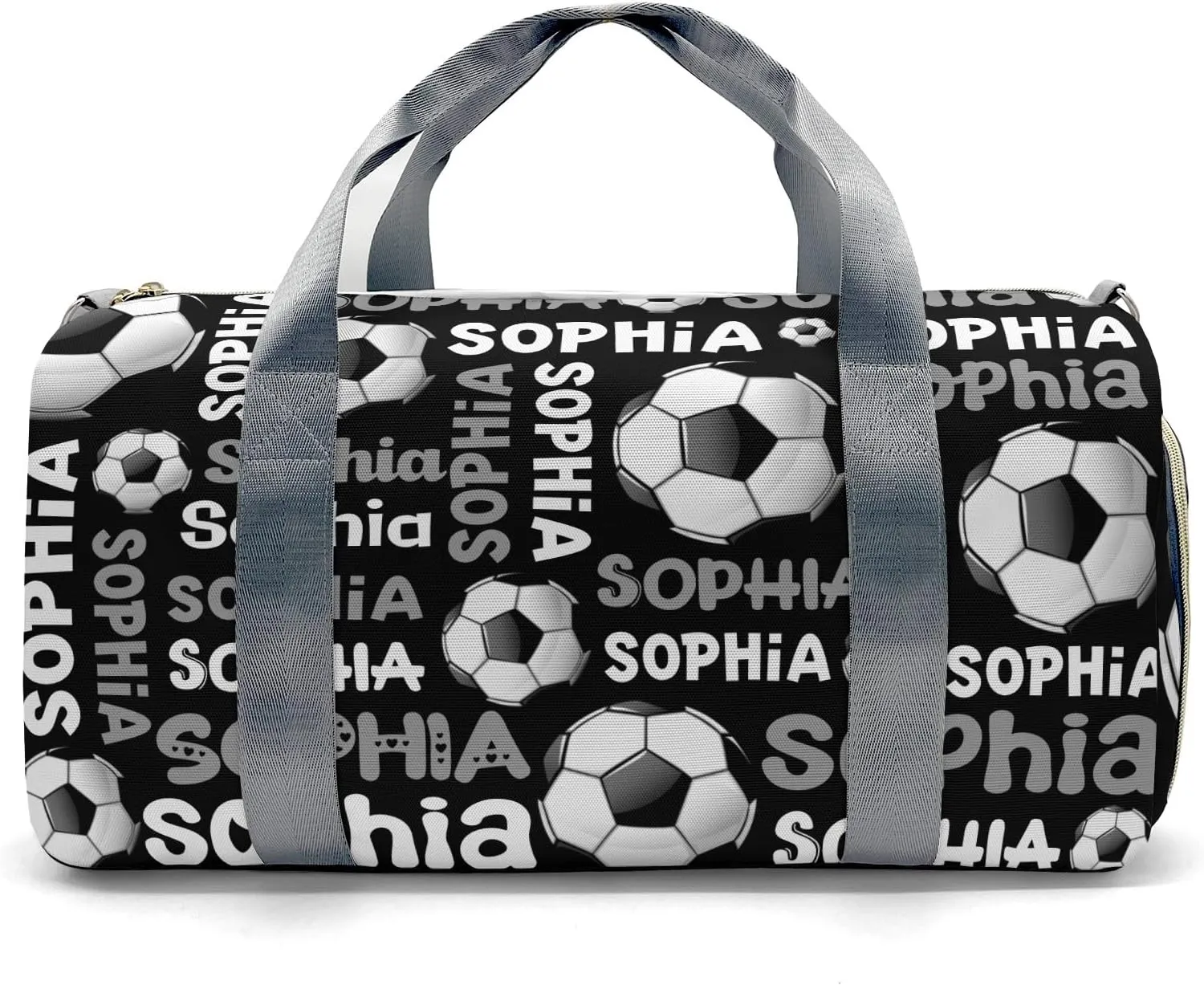 Personalized Gym Bag,Custom Name Black Text Soccer Sport Duffel Bag Weekender Carry On Travel Duffel Bag