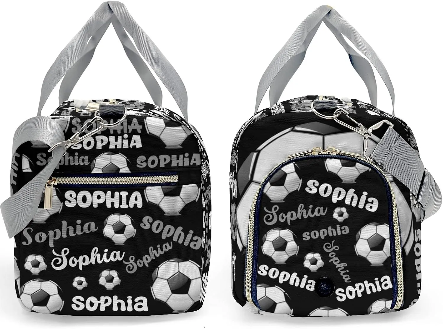 Personalized Gym Bag,Custom Name Black Text Soccer Sport Duffel Bag Weekender Carry On Travel Duffel Bag