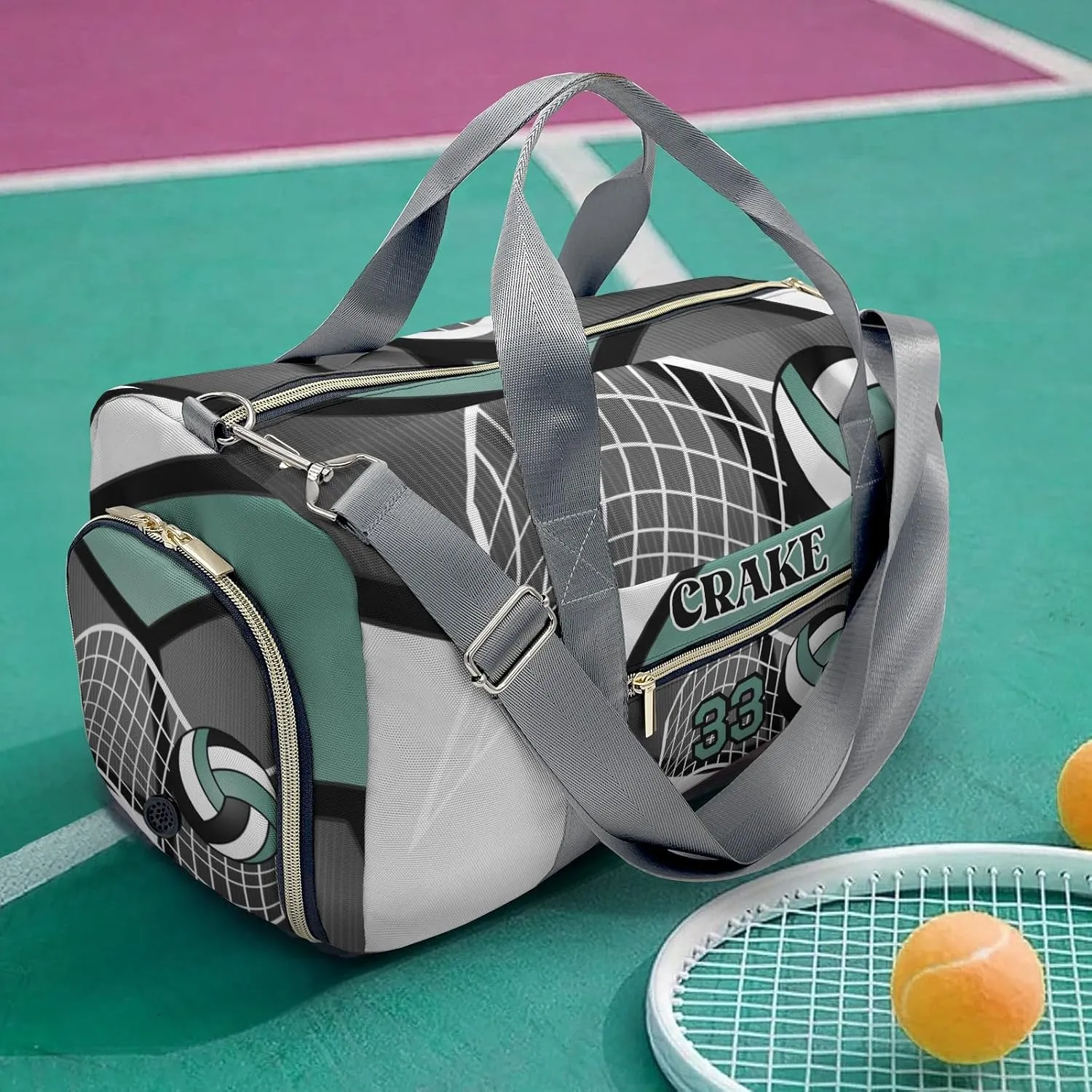 Personalized Volleyball Team Hunter Duffel Bag,Customized Sport Player Travel Bag for Gifts