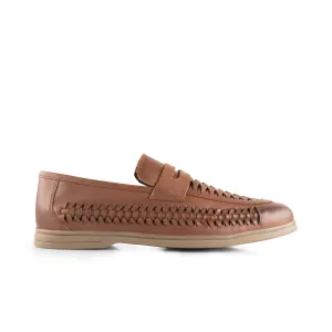 Perth Leather Woven Loafers - Brown