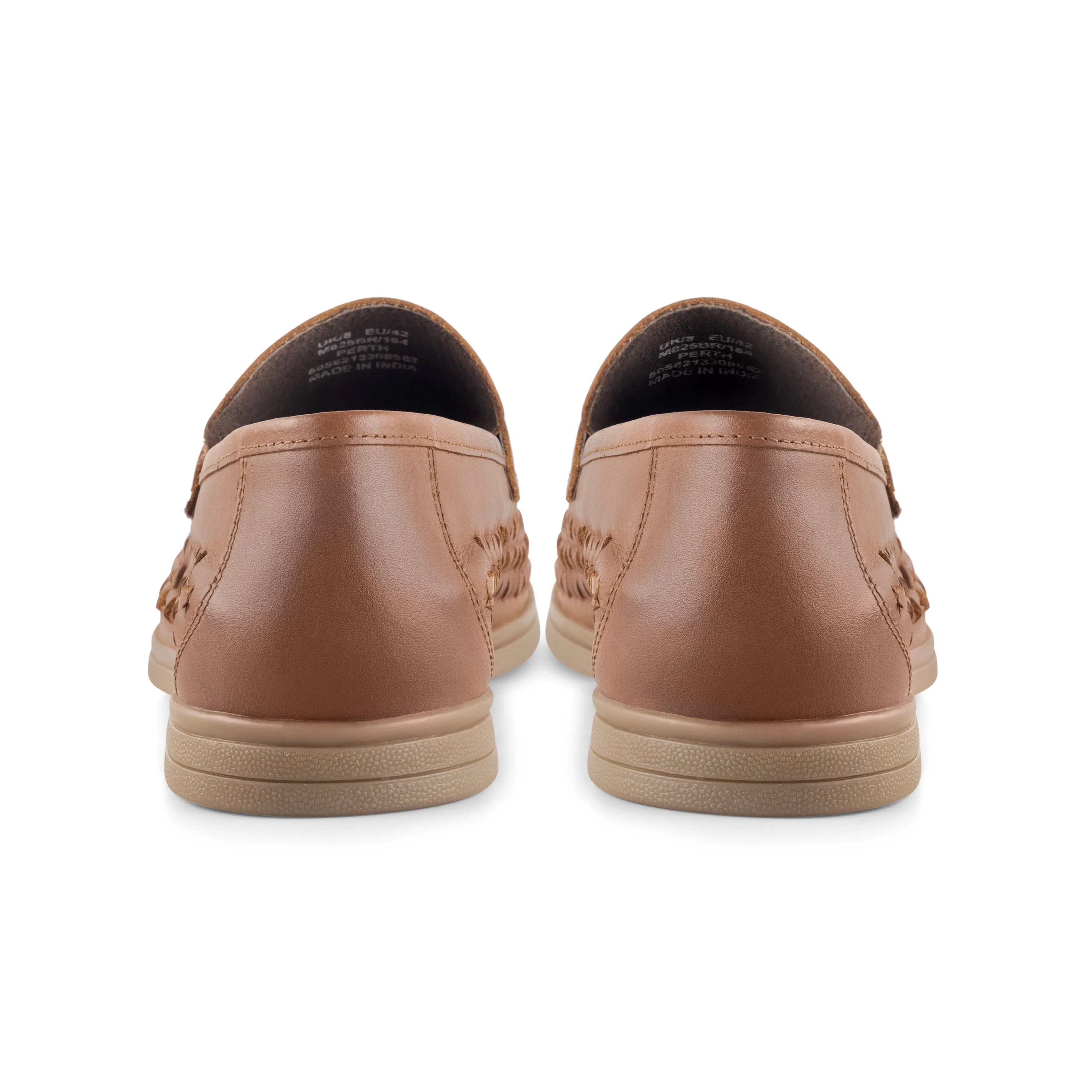 Perth Leather Woven Loafers - Brown