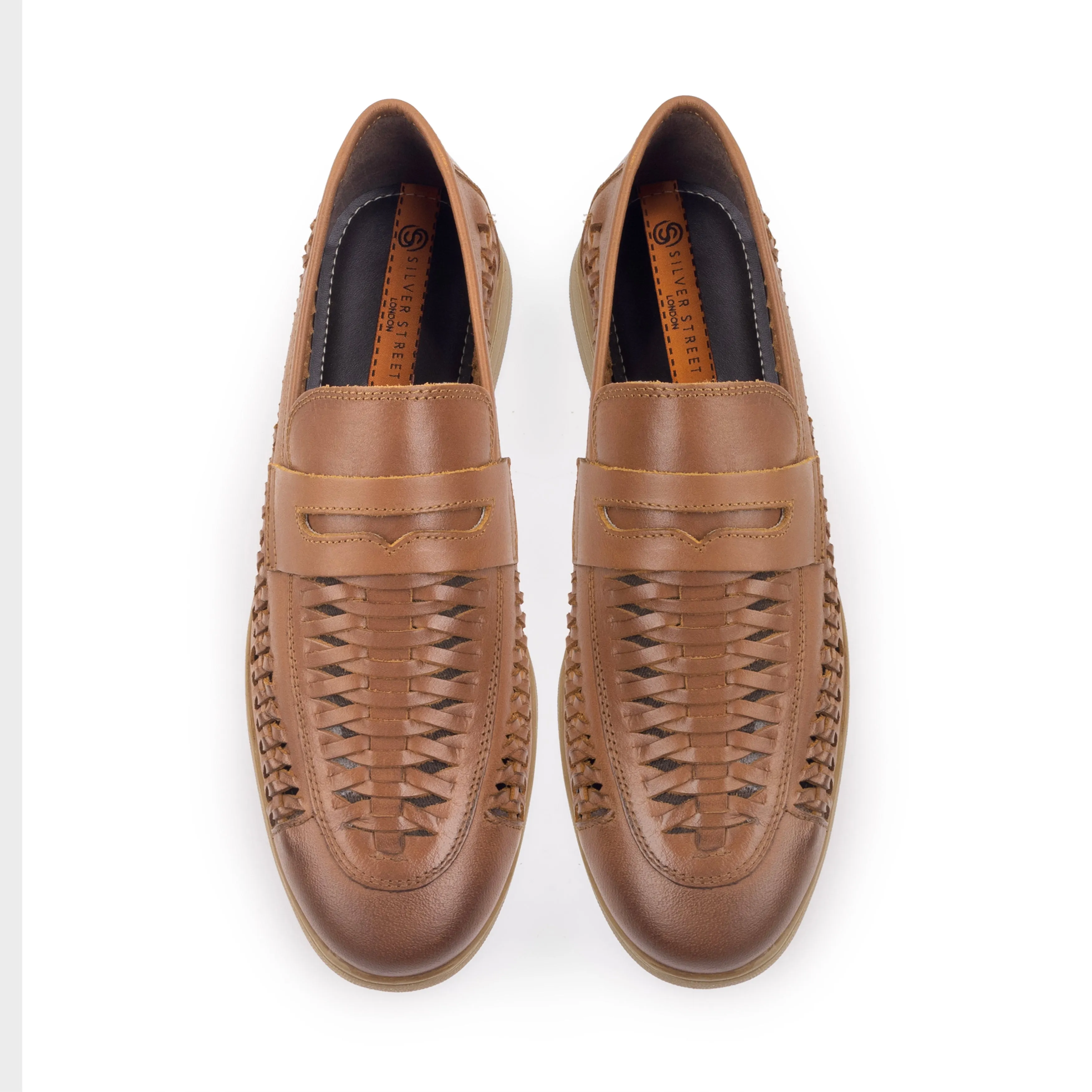 Perth Leather Woven Loafers - Brown