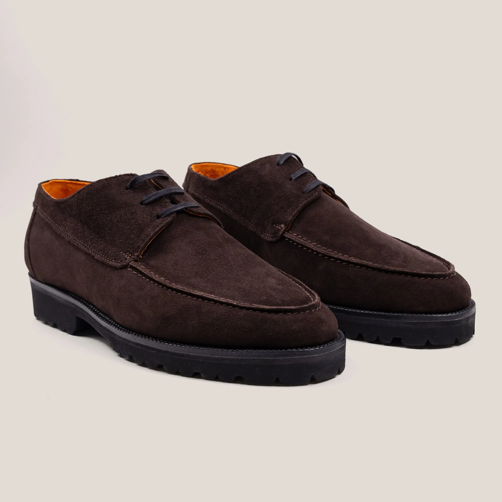 Pescia - Dark Brown Suede - Lace up Loafers