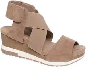 Pierre Dumas Women's Lyra-3 Wedge Sandal Taupe Suede 8
