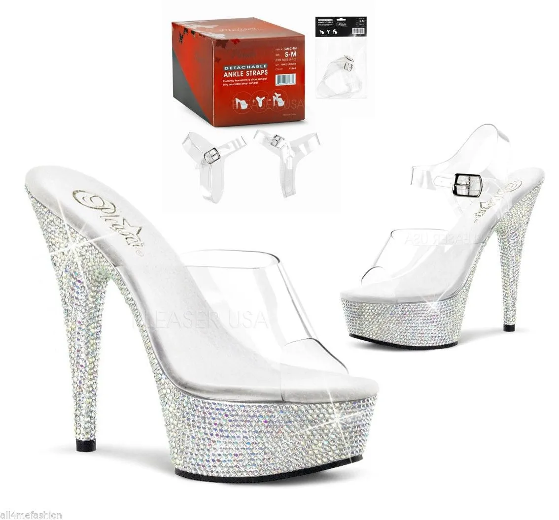 Pleaser Clear Detachable Ankle Straps Large-XL