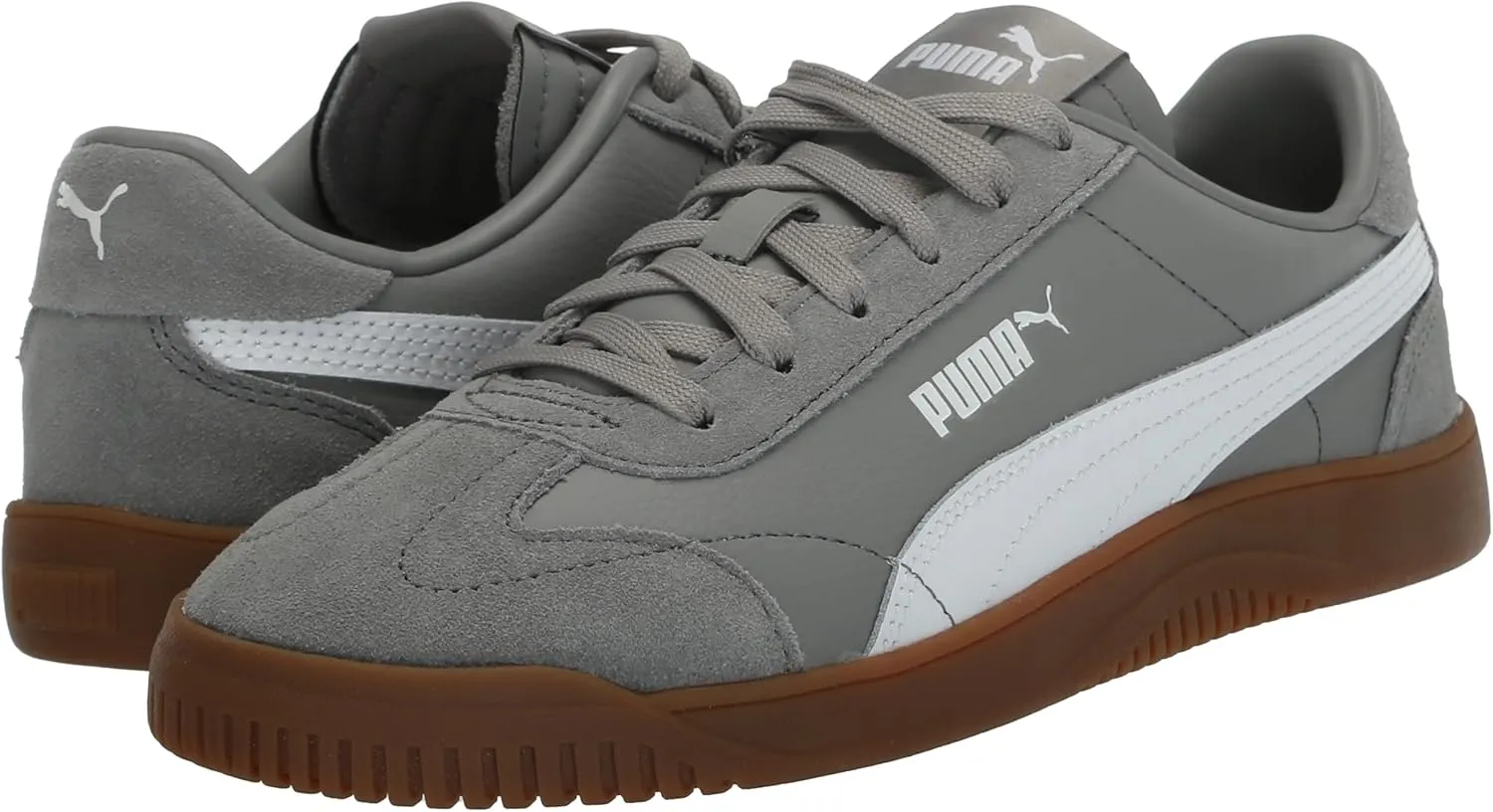 PUMA Unisex-Child Shoes Club 5v5 Sneaker, White Black-Feather Gray, 4 US Big Kid