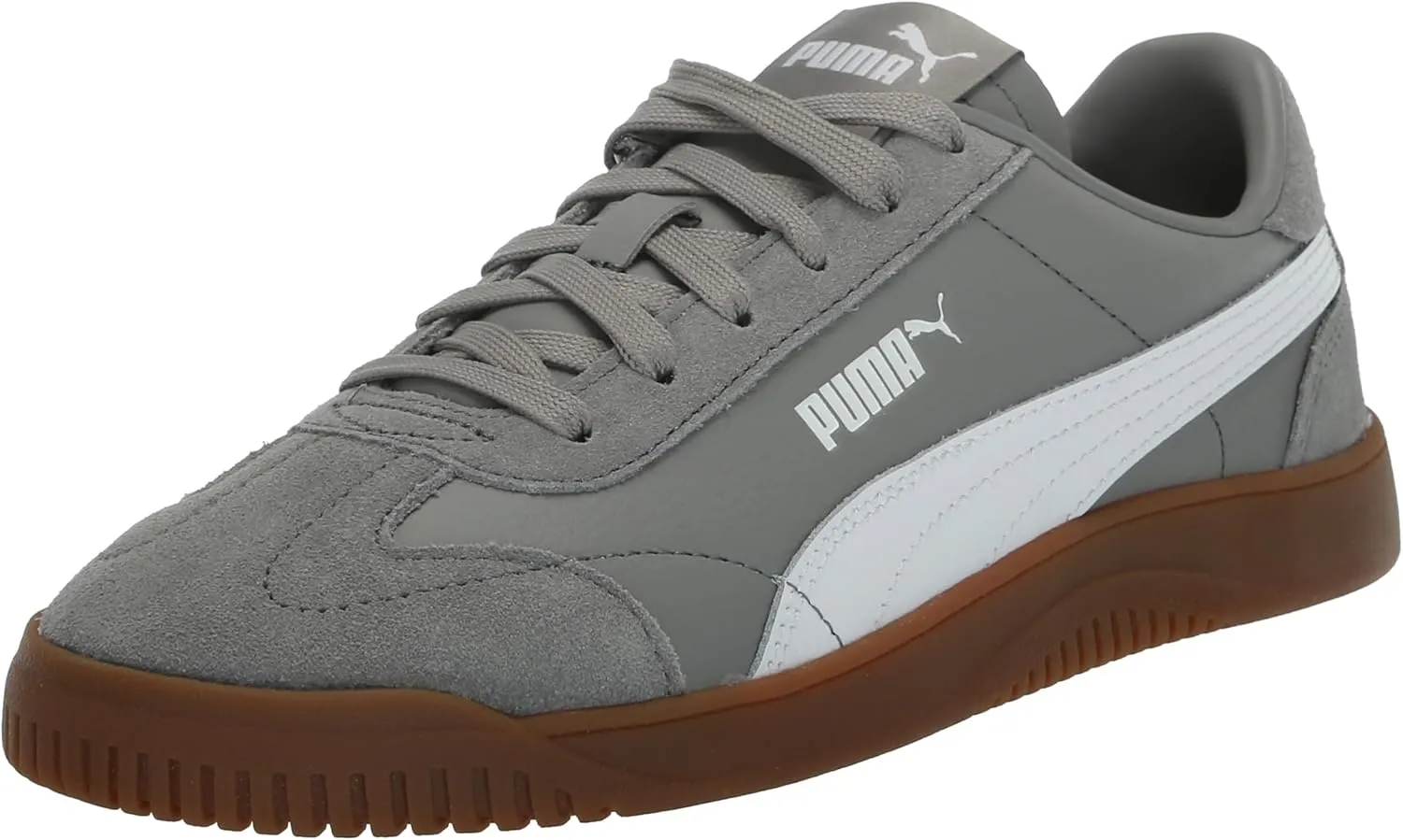 PUMA Unisex-Child Shoes Club 5v5 Sneaker, White Black-Feather Gray, 4 US Big Kid