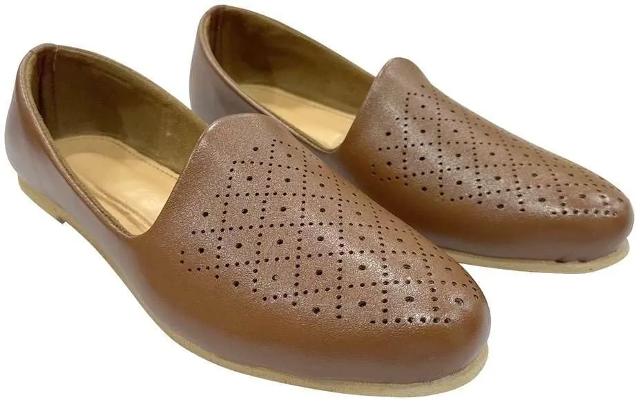Punjabi Mojaris Mens Shoes Cream Wedding for Groom,Traditional Indian Footwear Ethnic Peshawari Slippers
