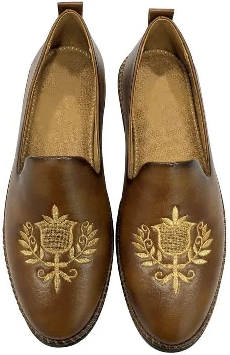 Punjabi Mojaris Mens Shoes Cream Wedding for Groom,Traditional Indian Footwear Ethnic Peshawari Slippers