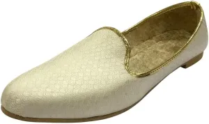 Punjabi Mojaris Mens Shoes Cream Wedding for Groom,Traditional Indian Footwear Ethnic Peshawari Slippers