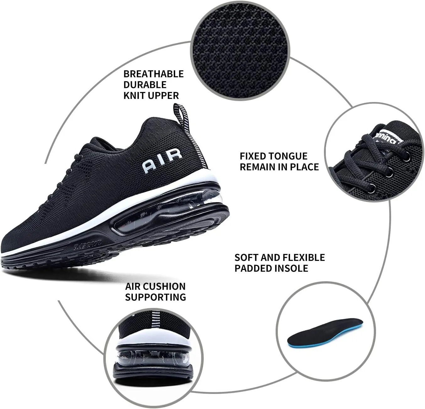 QAUPPE Mens Air Running Shoes Athletic Trail Tennis Sneaker (US7-12.5 D(M)