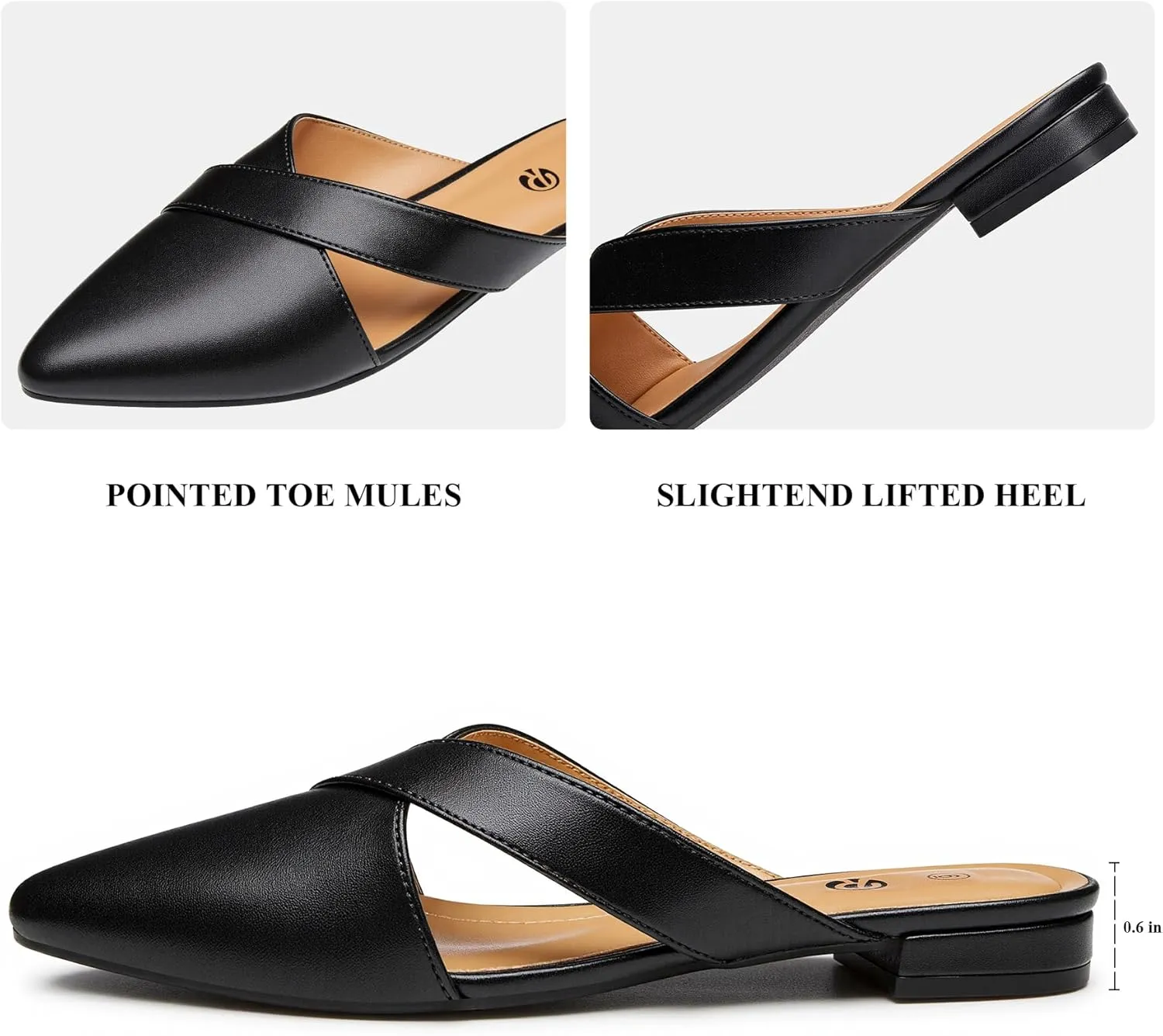 Rekayla Women’s Mules Closed Pointed Toe Backless Loafer Shoes for Women