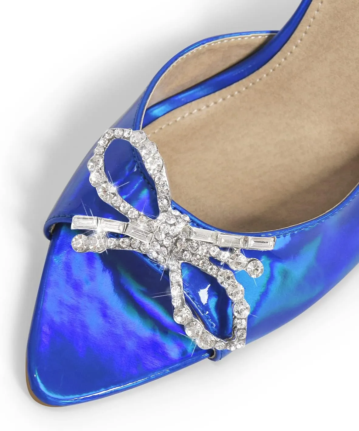 Richealnana Women's Pointed Toe Bow-knot Rhinestones Slip On Mule Sandals For Party Prom