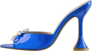 Richealnana Women's Pointed Toe Bow-knot Rhinestones Slip On Mule Sandals For Party Prom
