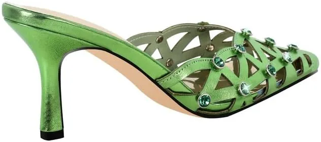 Richealnana Women's Pointed Toe Bow Mule Sandals Party Wedding High Heel Pumps