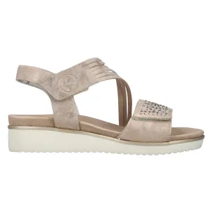 Rieker Low Wedge Sandals - V3764-90 - Rose Gold