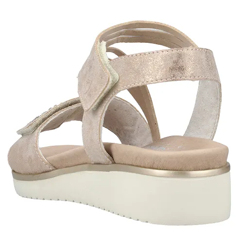 Rieker Low Wedge Sandals - V3764-90 - Rose Gold