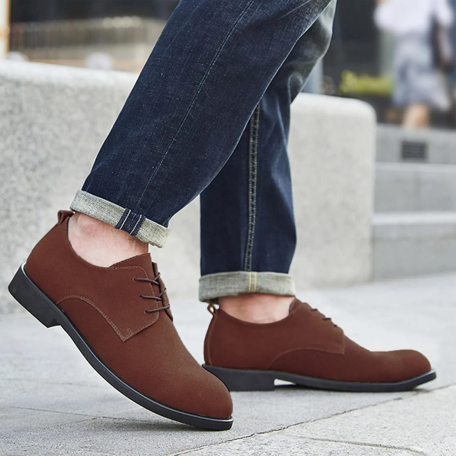 rismart Men's Suede Oxford Dress Shoes Business Casual Shoes